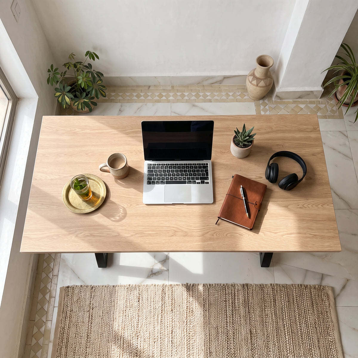 Bureau VIVOTEC 140 cm – installation vue du dessus